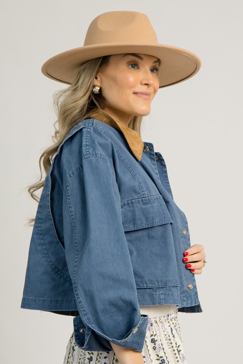 Suede Collar Jacket, Blue