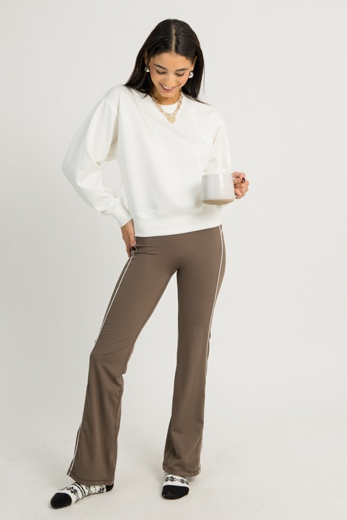 Piping Detail Yoga Pants, Brown - 1218-146.jpg