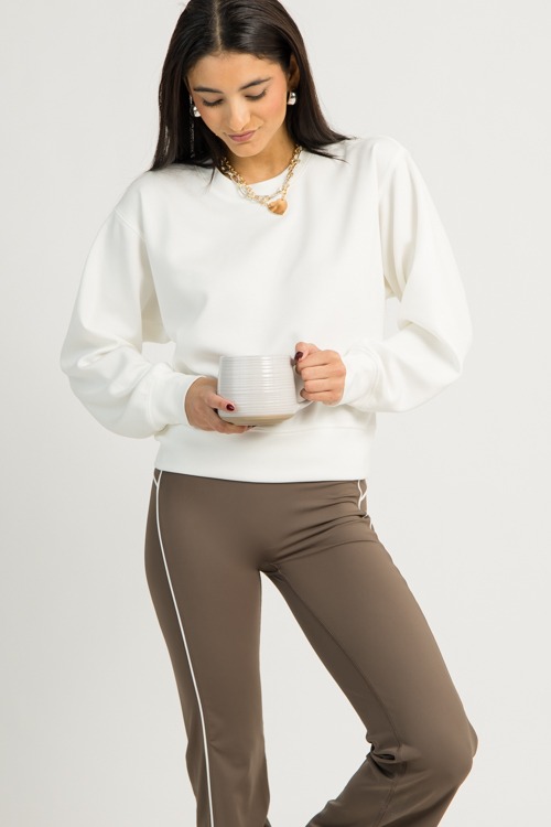 Piping Detail Yoga Pants, Brown - 1218-147.jpg