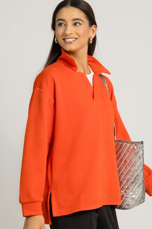 Textured Pullover Top, Orange - 1218-177.jpg