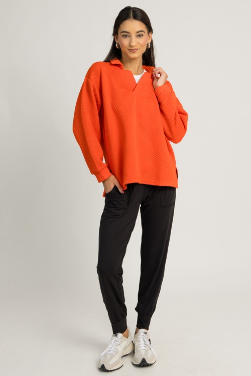 Textured Pullover Top, Orange - 1218-179.jpg