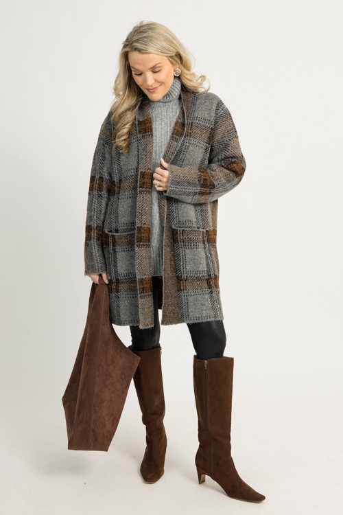 Checkered Open Cardigan, Charcoal - 1218-1p.jpg