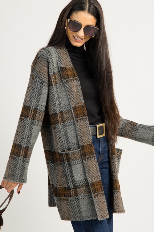 Checkered Open Cardigan, Charcoal - 1218-2h.jpg