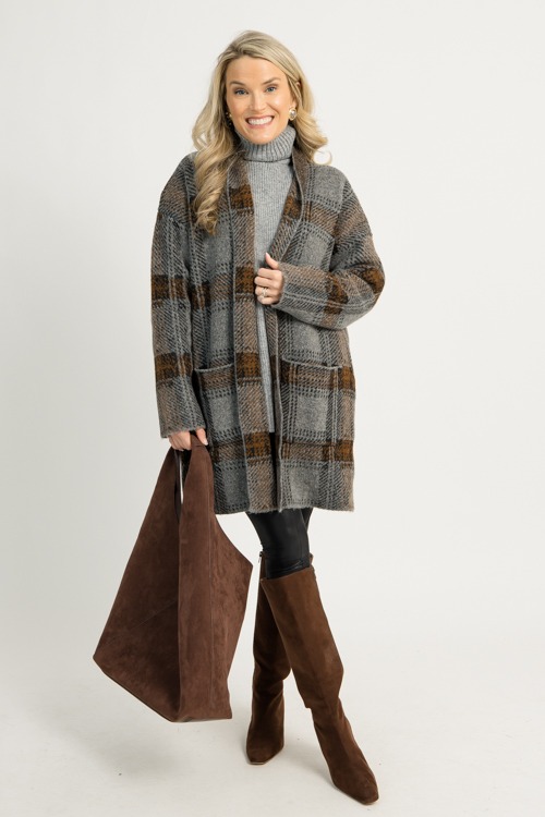 Checkered Open Cardigan, Charcoal - 1218-3.jpg