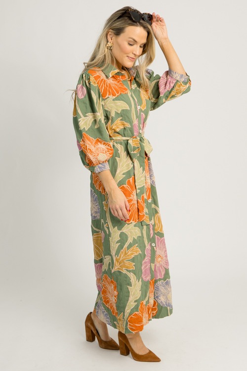 Floral Shirt Dress Maxi, Dark Sage - 1218-39.jpg