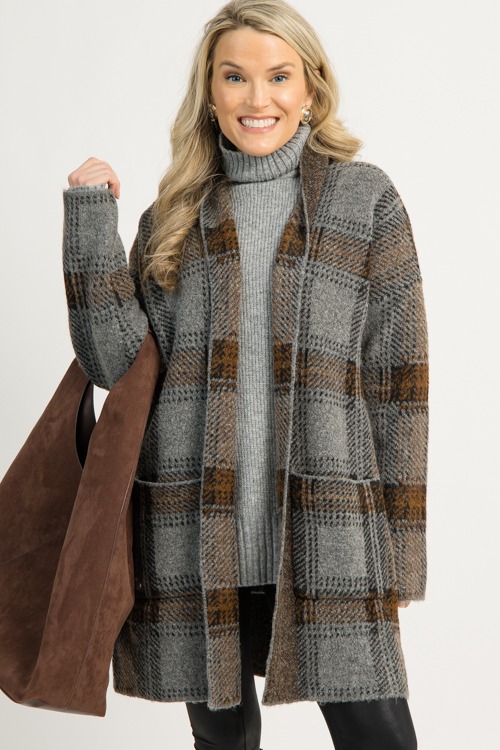 Checkered Open Cardigan, Charcoal - 1218-4.jpg