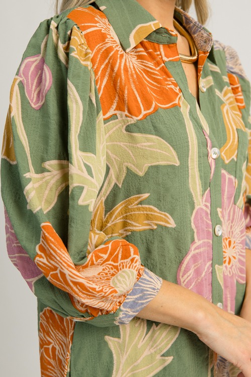 Floral Shirt Dress Maxi, Dark Sage - 1218-43.jpg