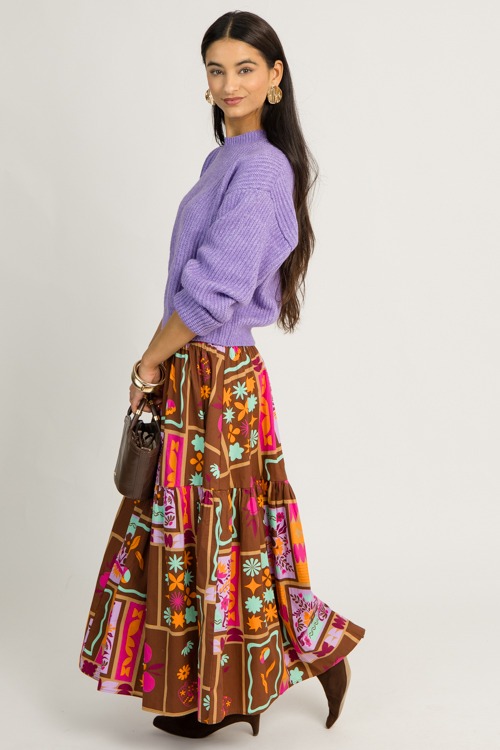 Floral Frame Maxi Skirt, Brown - 1218-9.jpg