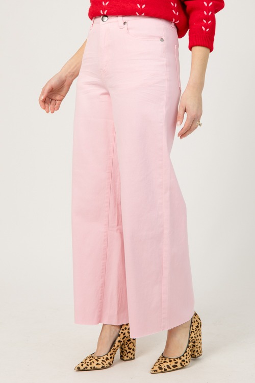Raw Hem Wide Leg Pants, Pink - 1219-19.jpg