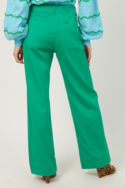 Patch Pocket Wide Leg Pants, Green - 1219-45.jpg