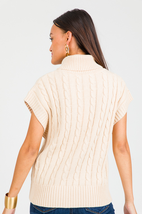 Roll Neck Sweater Vest, Cream
