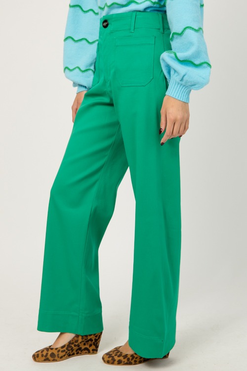 Patch Pocket Wide Leg Pants, Green - 1219-46.jpg