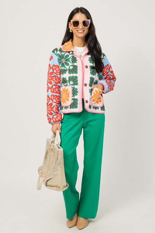 Patch Pocket Wide Leg Pants, Green - 1219-60.jpg