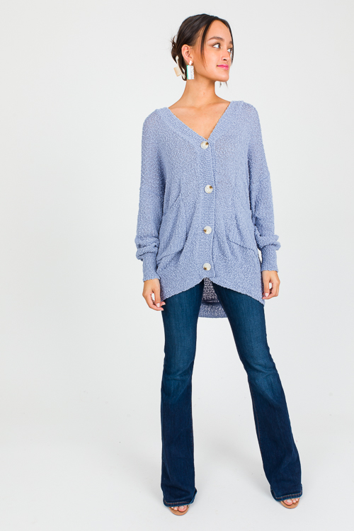 Boucle Button Cardi, Blue