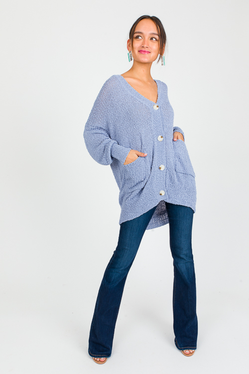 Boucle Button Cardi, Blue