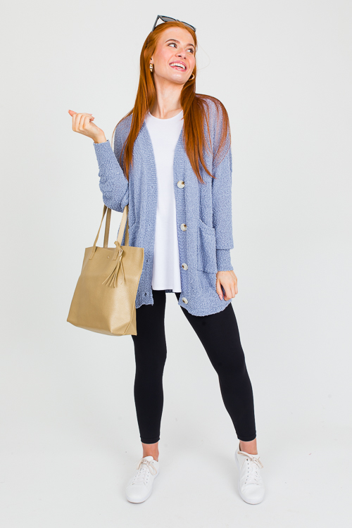 Boucle Button Cardi, Blue