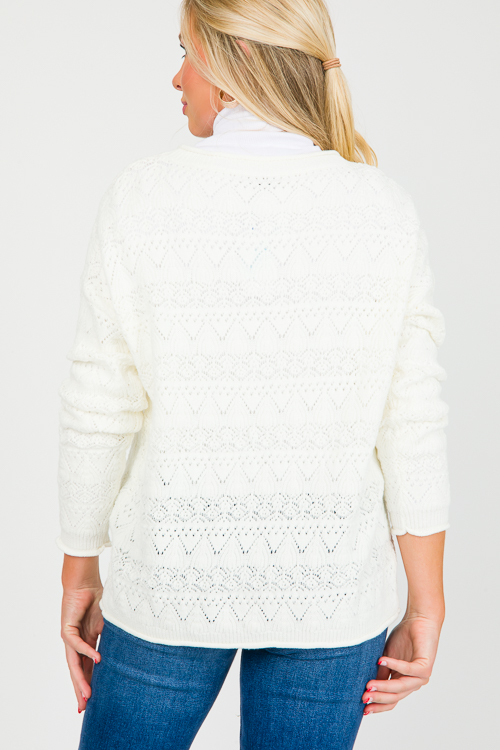Crochet Detail Sweater, Ivory