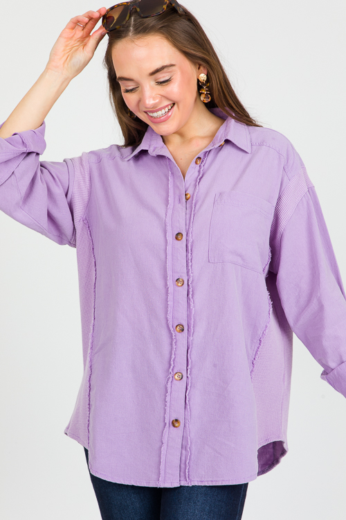 Thermal Contrast Fray Shirt, Periwinkle