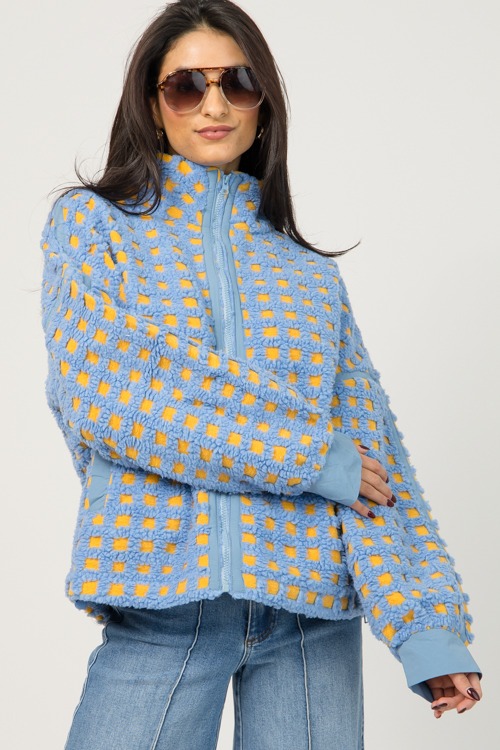 Textured Grid Jacket, Blue/Yellow - 1219-80.jpg