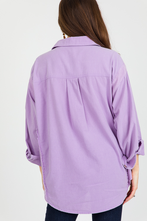 Thermal Contrast Fray Shirt, Periwinkle