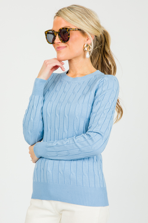 Twisted Cable Sweater, Blue