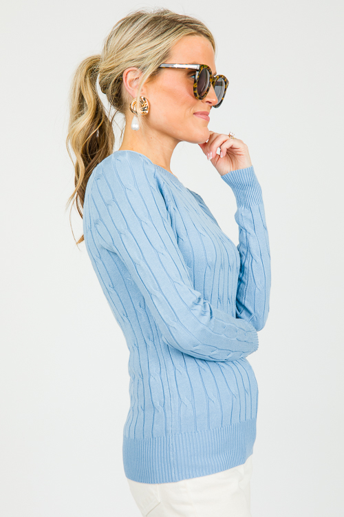 Twisted Cable Sweater, Blue