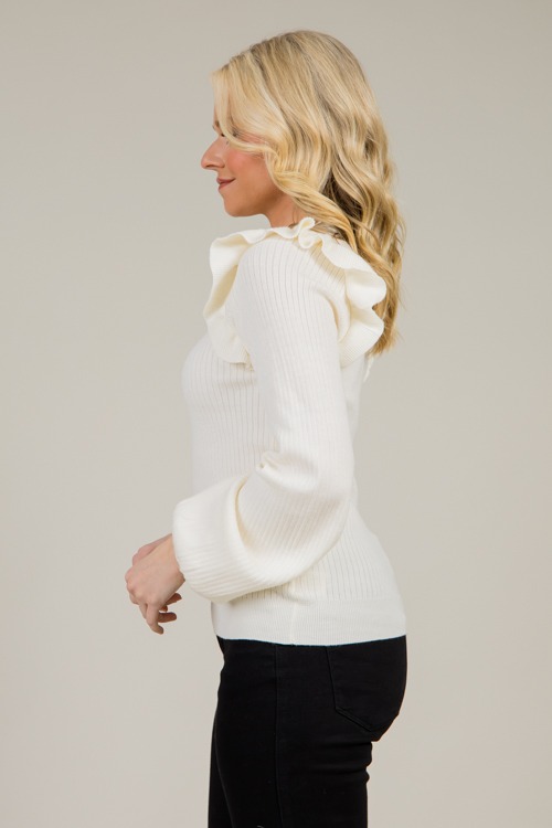 Ruffle Shoulder Rib Sweater, Ivory - 1220-20.jpg