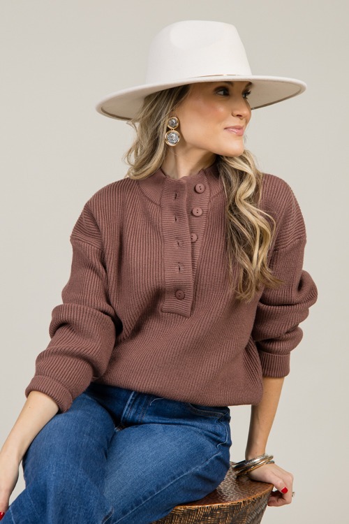 Kristie Button Sweater, Cocoa