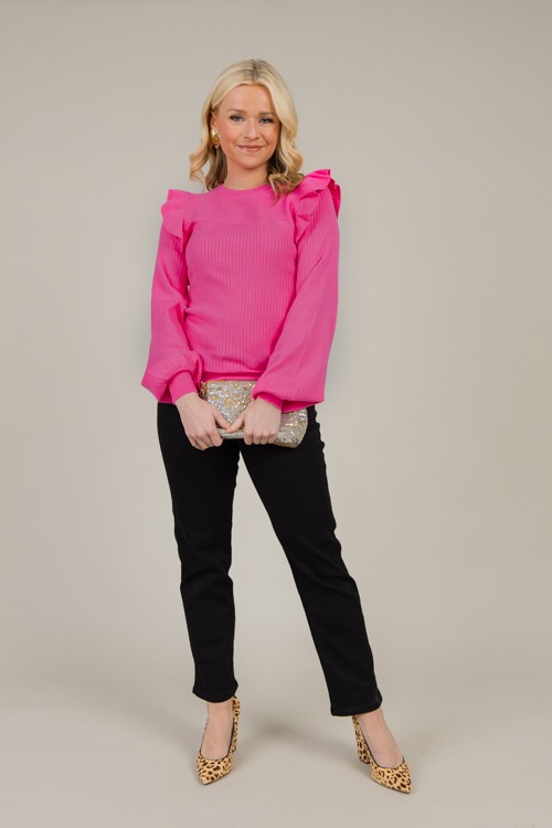 Ruffle Shoulder Rib Sweater, Hot Pink - 1220-4.jpg