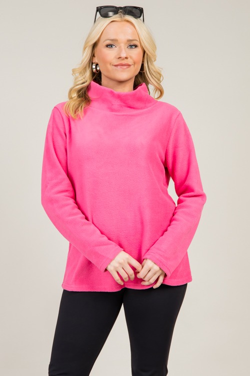 Fleece Mock Neck Pullover, Hot Pink - 1220-45.jpg