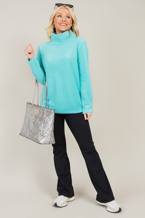 Fleece Mock Neck Pullover, Mint