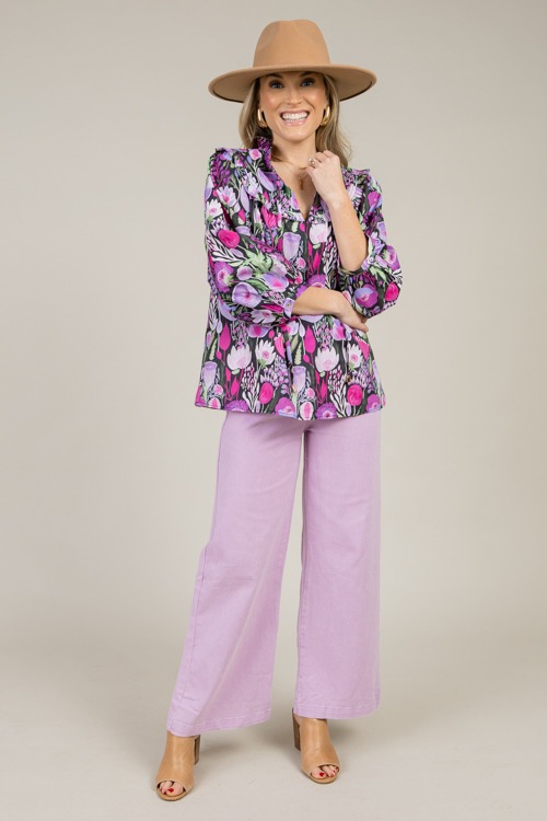 Poppies Poplin Blouse, Purple