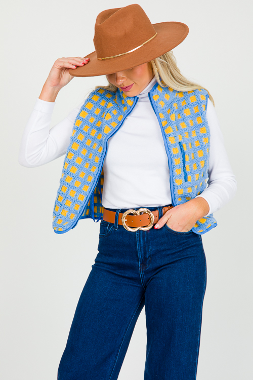 Textured Vest, Blue Mix