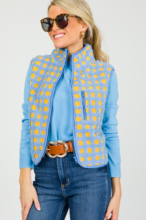 Textured Vest, Blue Mix