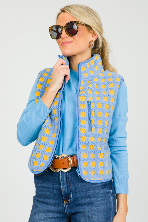 Textured Vest, Blue Mix