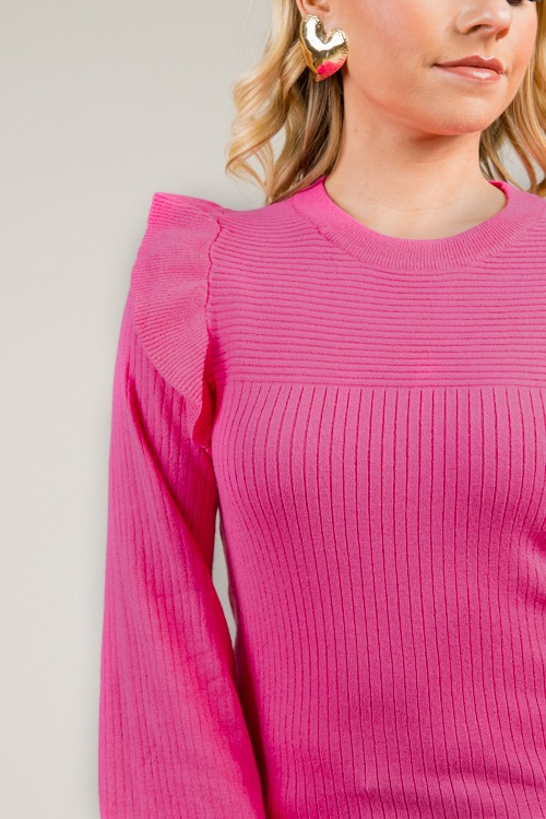 Ruffle Shoulder Rib Sweater, Hot Pink - 1220-8.jpg