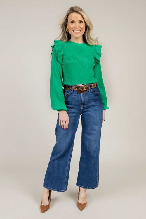 Ruffle Shoulder Rib Sweater, Kelly Green - 1220-9.jpg