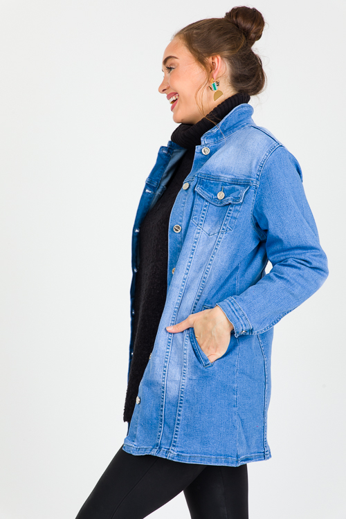 Stretch Long Denim Jacket