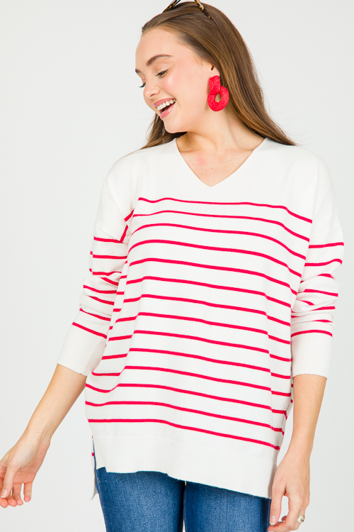 Raffia Circle Dangle Earring, Red