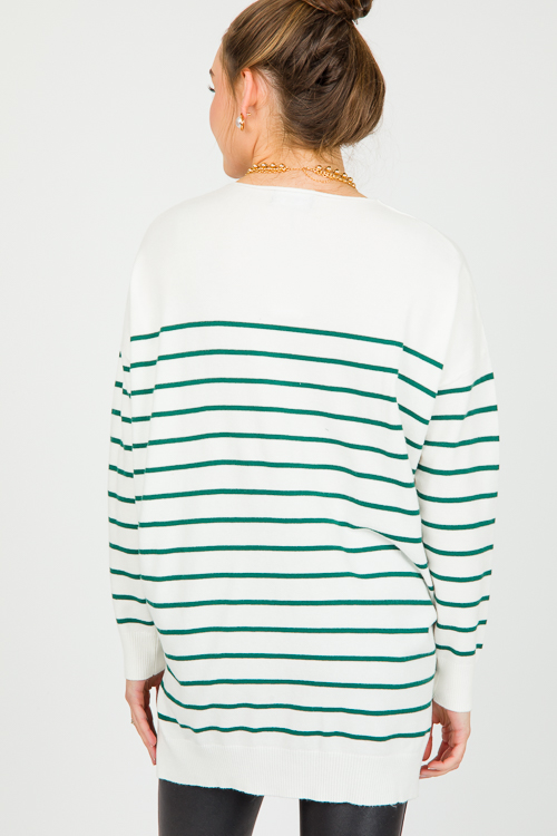 Leah Stripe Sweater, Ivory Hunter