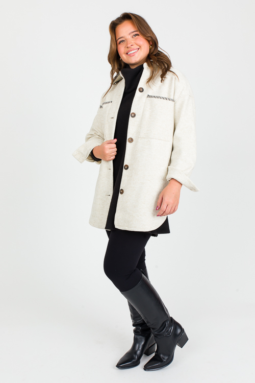 Stitched Trim Jacket, Ivory