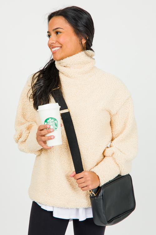 Sherpa Turtleneck Pullover, Taupe