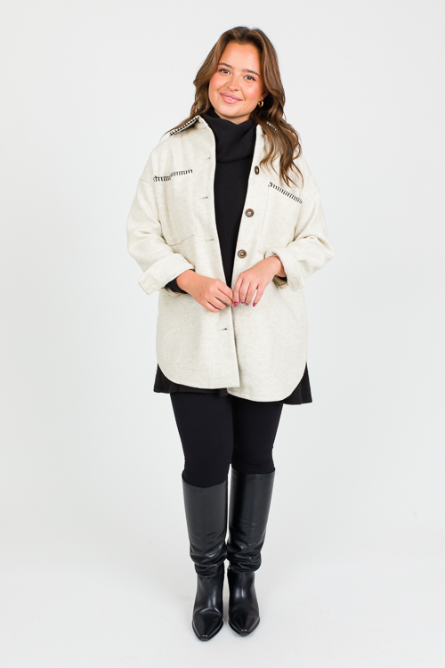 Stitched Trim Jacket, Ivory