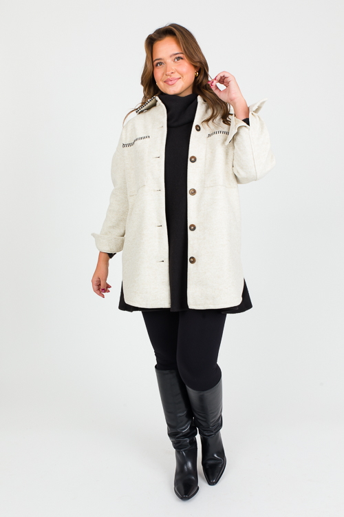 Stitched Trim Jacket, Ivory