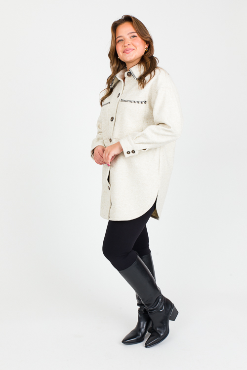 Stitched Trim Jacket, Ivory