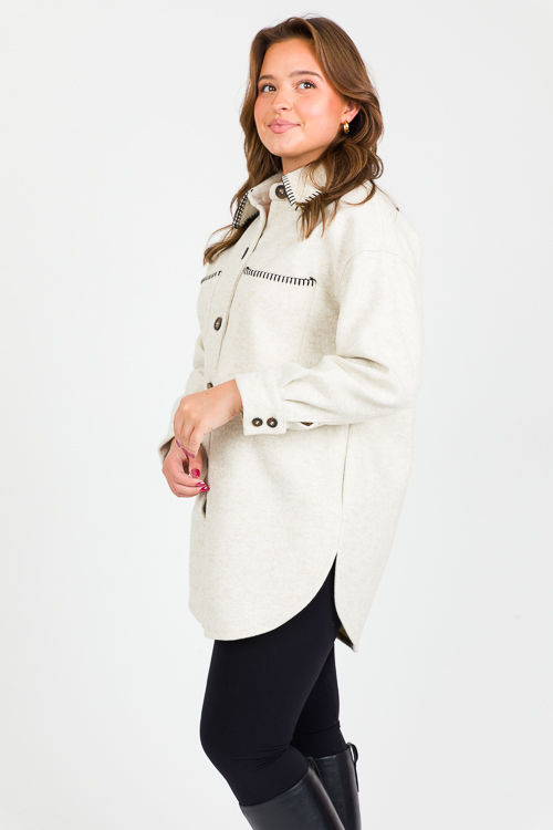 Stitched Trim Jacket, Ivory