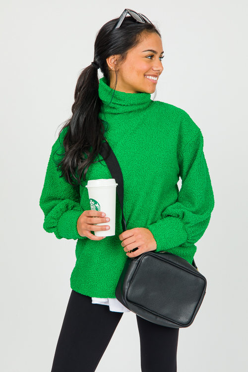 Sherpa Turtleneck Pullover, Green