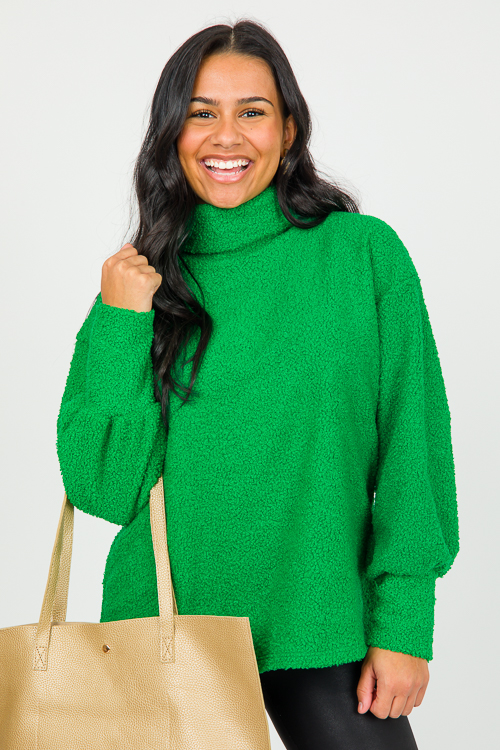 Sherpa Turtleneck Pullover, Green