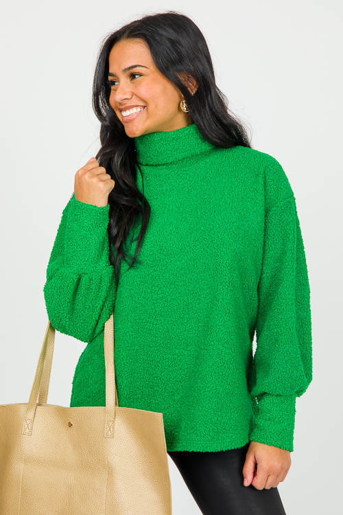 Sherpa Turtleneck Pullover, Green