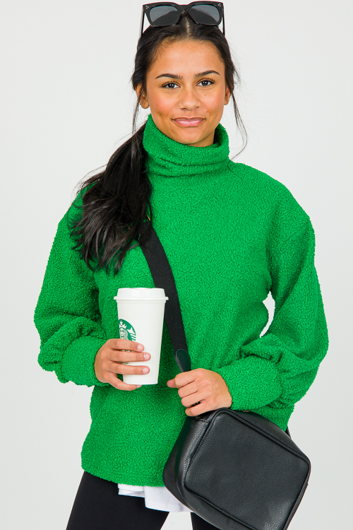 Sherpa Turtleneck Pullover, Green